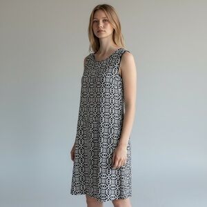 Anthony’s ResortWear UPF Black White Geo Heart Knee Length Dress Size Medium